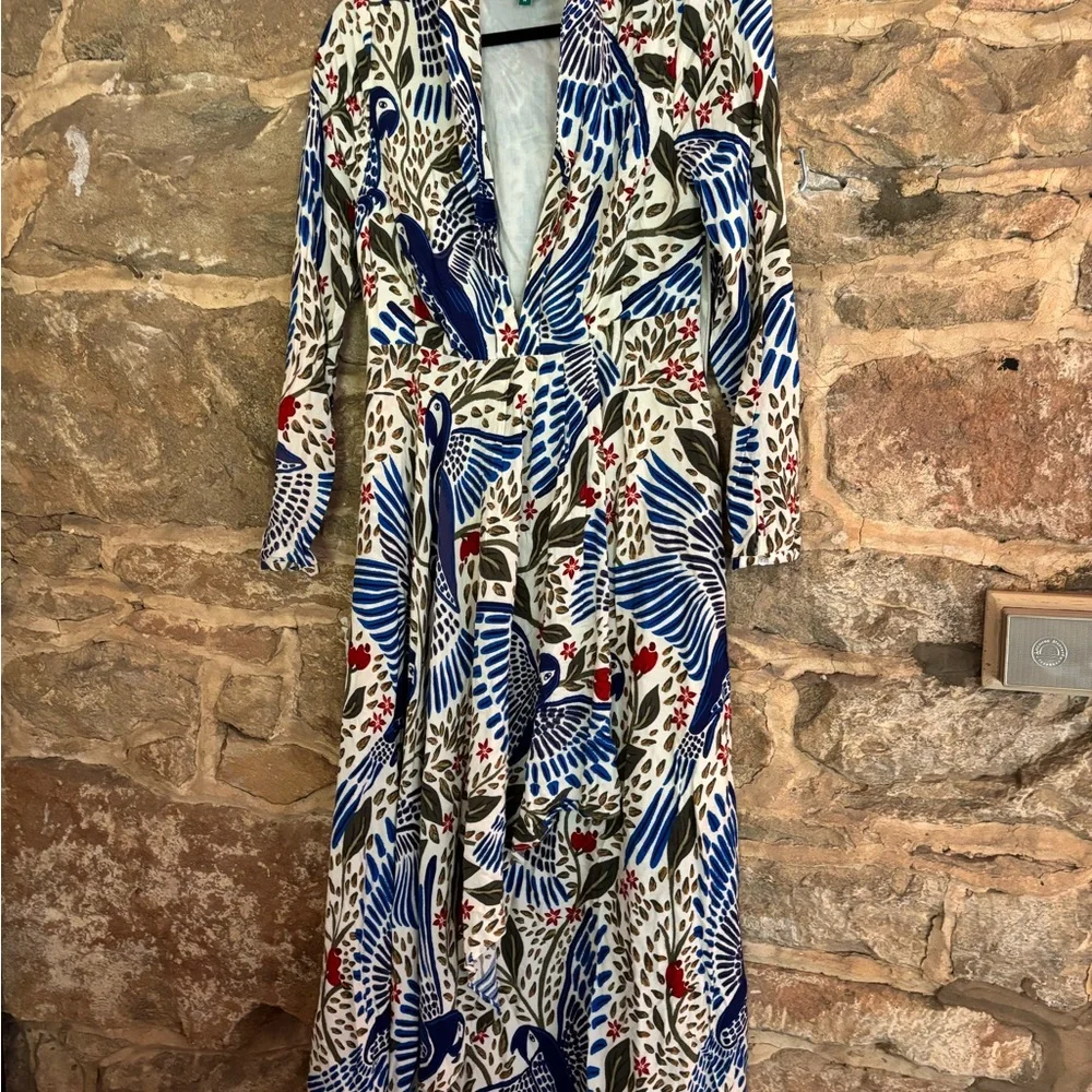 FARM Rio Blue and White Long Sleeve Dress - Picture 1 of 5